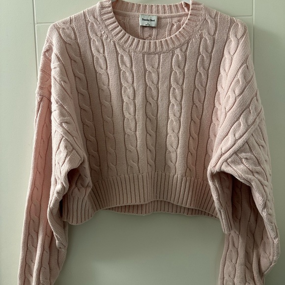 Sunday Best Sweaters - Sunday Best Blush Cable Knit Cropped Sweater